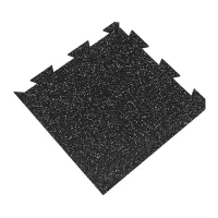 Černo-šedá gumová podlahová deska (puzzle - roh) FLOMA FitFlo SF1050 - délka 50 cm, šířka 50 cm, výška 0,8 cm