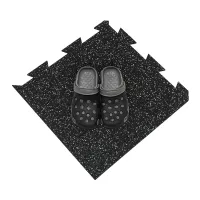 Černo-zelená gumová podlahová deska (puzzle - roh) FLOMA FitFlo SF1050 - délka 50 cm, šířka 50 cm, výška 0,8 cm