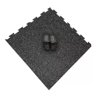 Černo-bílá gumová podlahová deska (puzzle - roh) FLOMA FitFlo SF1050 - délka 100 cm, šířka 100 cm, výška 0,8 cm