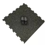 Černo-žlutá gumová podlahová deska (puzzle - okraj) FLOMA FitFlo SF1050 - délka 100 cm, šířka 100 cm, výška 0,8 cm