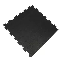 Černá gumová podlahová deska (puzzle - okraj) FLOMA FitFlo SF1050 - délka 100 cm, šířka 100 cm, výška 0,8 cm
