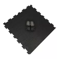 Černá gumová podlahová deska (puzzle - okraj) FLOMA FitFlo SF1050 - délka 100 cm, šířka 100 cm, výška 0,8 cm