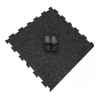 Černo-bílo-červená gumová podlahová deska (puzzle - okraj) FLOMA FitFlo SF1050 - délka 100 cm, šířka 100 cm, výška 1,6 cm