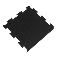 Černá gumová podlahová deska (puzzle - okraj) FLOMA FitFlo SF1050 - délka 50 cm, šířka 50 cm, výška 1,6 cm