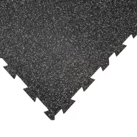 Černo-bílá gumová podlahová deska (puzzle - okraj) FLOMA FitFlo SF1050 - délka 100 cm, šířka 100 cm, výška 1 cm