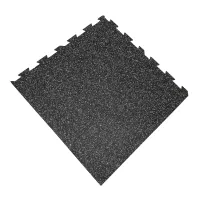 Černo-bílá gumová podlahová deska (puzzle - roh) FLOMA FitFlo SF1050 - délka 100 cm, šířka 100 cm, výška 1 cm