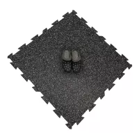 Černo-bílá gumová podlahová deska (puzzle - střed) FLOMA FitFlo SF1050 - délka 100 cm, šířka 100 cm, výška 1 cm