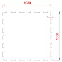 Černo-bílo-červená gumová podlahová deska (puzzle - střed) FLOMA FitFlo SF1050 - délka 100 cm, šířka 100 cm, výška 1 cm