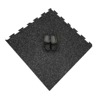 Černo-bílo-modrá gumová podlahová deska (puzzle - roh) FLOMA FitFlo SF1050 - délka 100 cm, šířka 100 cm, výška 1 cm