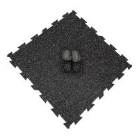 Černo-bílo-modrá gumová podlahová deska (puzzle - střed) FLOMA FitFlo SF1050 - délka 100 cm, šířka 100 cm, výška 1 cm