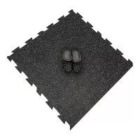 Černo-šedá gumová podlahová deska (puzzle - okraj) FLOMA FitFlo SF1050 - délka 100 cm, šířka 100 cm, výška 1,6 cm