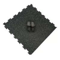 Černo-zelená gumová podlahová deska (puzzle - okraj) FLOMA FitFlo SF1050 - délka 100 cm, šířka 100 cm, výška 1,6 cm