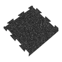 Černo-bílá gumová podlahová deska (puzzle - okraj) FLOMA FitFlo SF1050 - délka 50 cm, šířka 50 cm, výška 1 cm
