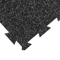 Černo-bílá gumová podlahová deska (puzzle - okraj) FLOMA FitFlo SF1050 - délka 50 cm, šířka 50 cm, výška 1 cm