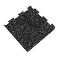 Černo-bílá gumová podlahová deska (puzzle - roh) FLOMA FitFlo SF1050 - délka 50 cm, šířka 50 cm, výška 1 cm