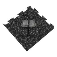 Černo-bílá gumová podlahová deska (puzzle - roh) FLOMA FitFlo SF1050 - délka 50 cm, šířka 50 cm, výška 1 cm