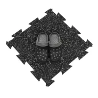Černo-bílá gumová podlahová deska (puzzle - střed) FLOMA FitFlo SF1050 - délka 50 cm, šířka 50 cm, výška 1,6 cm