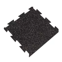 Černo-bílo-červená gumová podlahová deska (puzzle - okraj) FLOMA FitFlo SF1050 - délka 50 cm, šířka 50 cm, výška 1 cm