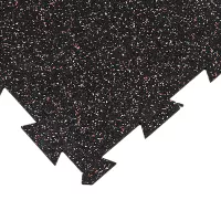 Černo-bílo-červená gumová podlahová deska (puzzle - okraj) FLOMA FitFlo SF1050 - délka 50 cm, šířka 50 cm, výška 1 cm