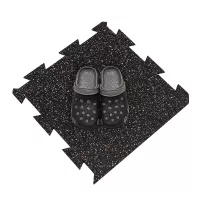 Černo-bílo-červená gumová podlahová deska (puzzle - okraj) FLOMA FitFlo SF1050 - délka 50 cm, šířka 50 cm, výška 1 cm