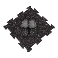 Černo-bílo-červená gumová podlahová deska (puzzle - střed) FLOMA FitFlo SF1050 - délka 50 cm, šířka 50 cm, výška 1 cm