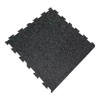 Černo-bílo-modrá gumová podlahová deska (puzzle - okraj) FLOMA FitFlo SF1050 - délka 100 cm, šířka 100 cm, výška 1 cm