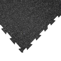 Černo-bílo-modrá gumová podlahová deska (puzzle - okraj) FLOMA FitFlo SF1050 - délka 100 cm, šířka 100 cm, výška 1 cm