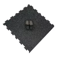 Černo-bílo-modrá gumová podlahová deska (puzzle - okraj) FLOMA FitFlo SF1050 - délka 100 cm, šířka 100 cm, výška 1 cm