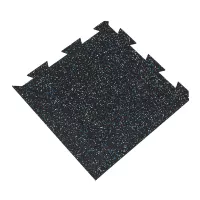 Černo-bílo-modrá gumová podlahová deska (puzzle - roh) FLOMA FitFlo SF1050 - délka 50 cm, šířka 50 cm, výška 1 cm