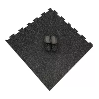 Černo-šedá gumová podlahová deska (puzzle - roh) FLOMA FitFlo SF1050 - délka 100 cm, šířka 100 cm, výška 1 cm