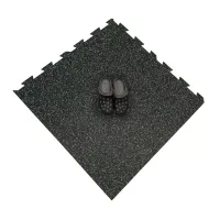 Černo-zelená gumová podlahová deska (puzzle - roh) FLOMA FitFlo SF1050 - délka 100 cm, šířka 100 cm, výška 1 cm