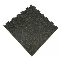 Černo-žlutá gumová podlahová deska (puzzle - roh) FLOMA FitFlo SF1050 - délka 100 cm, šířka 100 cm, výška 1 cm