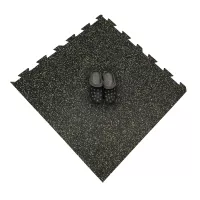 Černo-žlutá gumová podlahová deska (puzzle - roh) FLOMA FitFlo SF1050 - délka 100 cm, šířka 100 cm, výška 1 cm