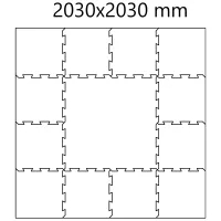 Černo-bílo-modrá gumová podlahová deska (puzzle - střed) FLOMA FitFlo SF1050 - délka 50 cm, šířka 50 cm, výška 1 cm