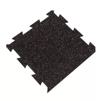 Černo-červená gumová podlahová deska (puzzle - okraj) FLOMA FitFlo SF1050 - délka 50 cm, šířka 50 cm, výška 1 cm