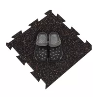 Černo-červená gumová podlahová deska (puzzle - okraj) FLOMA FitFlo SF1050 - délka 50 cm, šířka 50 cm, výška 1,6 cm