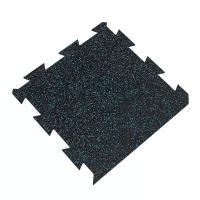 Černo-modrá gumová podlahová deska (puzzle - okraj) FLOMA FitFlo SF1050 - délka 50 cm, šířka 50 cm, výška 1,6 cm