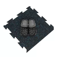 Černo-modrá gumová podlahová deska (puzzle - okraj) FLOMA FitFlo SF1050 - délka 50 cm, šířka 50 cm, výška 1,6 cm