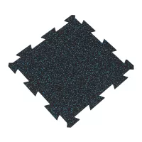 Černo-modrá gumová podlahová deska (puzzle - střed) FLOMA FitFlo SF1050 - délka 50 cm, šířka 50 cm, výška 1 cm