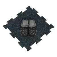 Černo-modrá gumová podlahová deska (puzzle - střed) FLOMA FitFlo SF1050 - délka 50 cm, šířka 50 cm, výška 1,6 cm