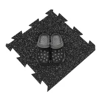 Černo-šedá gumová podlahová deska (puzzle - okraj) FLOMA FitFlo SF1050 - délka 50 cm, šířka 50 cm, výška 1 cm