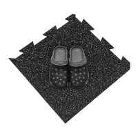 Černo-šedá gumová podlahová deska (puzzle - roh) FLOMA FitFlo SF1050 - délka 50 cm, šířka 50 cm, výška 1 cm