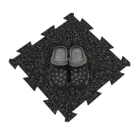 Černo-šedá gumová podlahová deska (puzzle - střed) FLOMA FitFlo SF1050 - délka 50 cm, šířka 50 cm, výška 1,6 cm