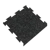 Černo-zelená gumová podlahová deska (puzzle - okraj) FLOMA FitFlo SF1050 - délka 50 cm, šířka 50 cm, výška 1 cm