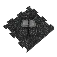Černo-zelená gumová podlahová deska (puzzle - okraj) FLOMA FitFlo SF1050 - délka 50 cm, šířka 50 cm, výška 1,6 cm