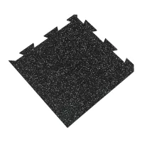 Černo-zelená gumová podlahová deska (puzzle - roh) FLOMA FitFlo SF1050 - délka 50 cm, šířka 50 cm, výška 1 cm
