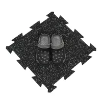 Černo-zelená gumová podlahová deska (puzzle - střed) FLOMA FitFlo SF1050 - délka 50 cm, šířka 50 cm, výška 1 cm