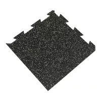 Černo-žlutá gumová podlahová deska (puzzle - roh) FLOMA FitFlo SF1050 - délka 50 cm, šířka 50 cm, výška 1,6 cm