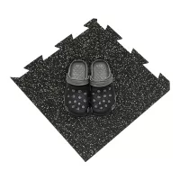 Černo-žlutá gumová podlahová deska (puzzle - roh) FLOMA FitFlo SF1050 - délka 50 cm, šířka 50 cm, výška 1,6 cm