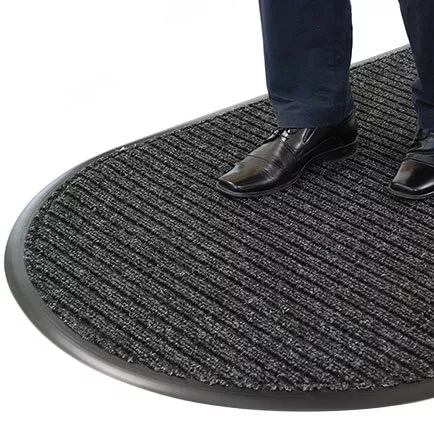Antracitová textilní vstupní půlkruhová rohož Koral - délka 90 cm, šířka 120 cm, výška 1,4 cm